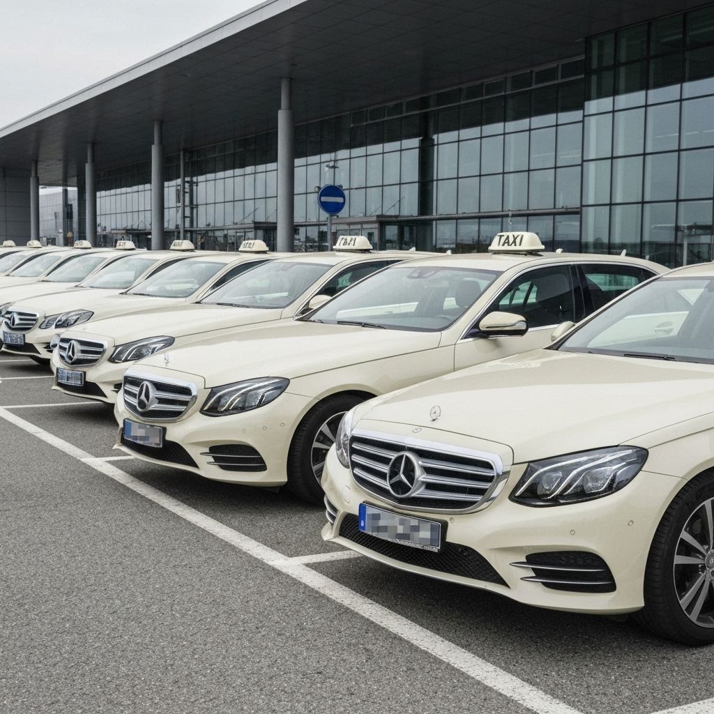 Deutsche Taxi Flotte am Flughafen Parkplatz